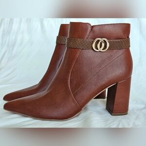 NYC Brown Ankle Boots with Gold Detail